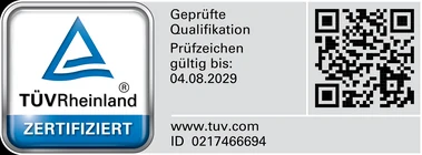 TÜV Rheinland Zertifiziert: Geprüfte Qualifikation, ID 0217466694