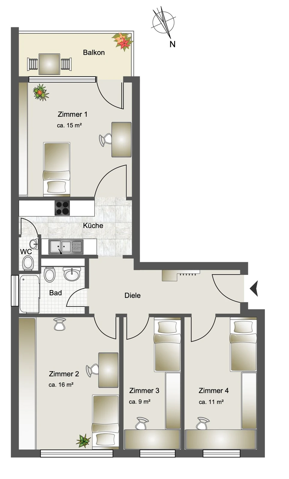 LDP Group client case Munich, Schwabing: floor plan after the conversion